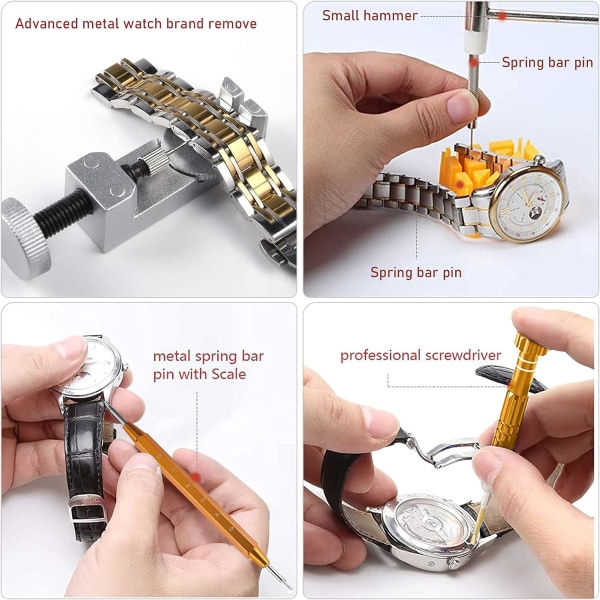 149 deler profesjonelt klokkereparasjonssett, profesjonelt fjærstangverktøysett, klokkearmbåndslenkepinneverktøysett med bæreveske