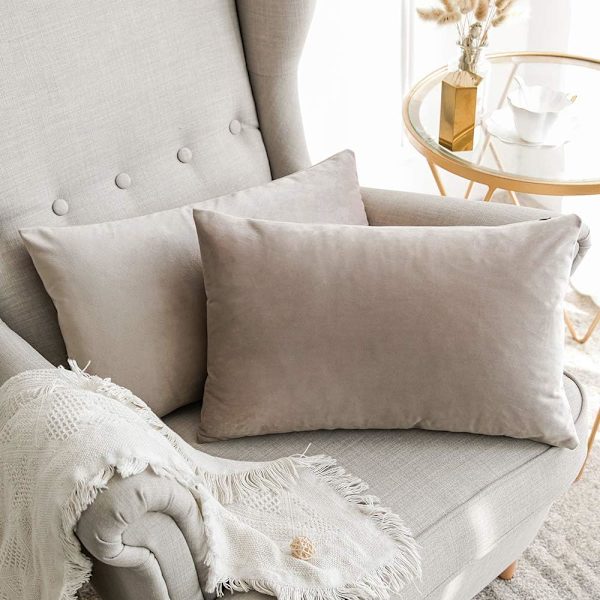 Sæt med 2 dekorative fløjls pudebetræk Sofa pudebetræk Super glat blød dekoration Hjem Stue Soveværelse til sofa 2 stk 30X50CM Champagne