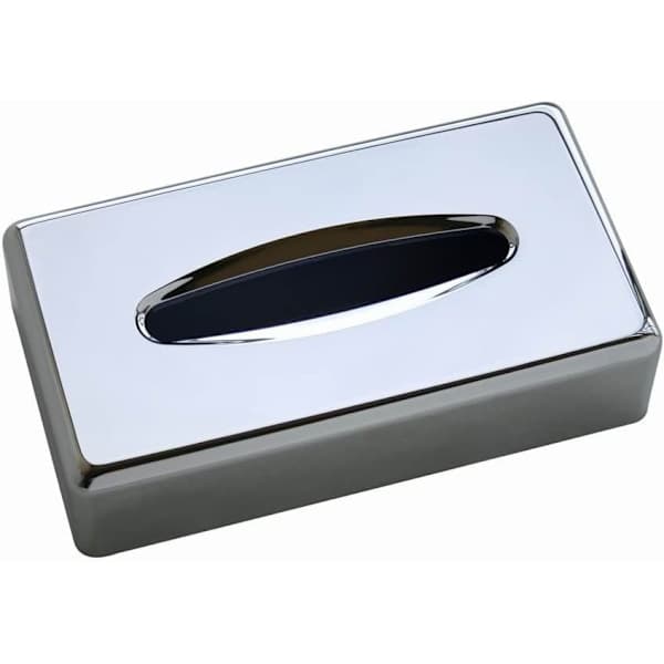 Rektangulær Kleenex Serviettbeholder Flat Serviett Dispenser for Baderomsbenker (Krom Sølv)