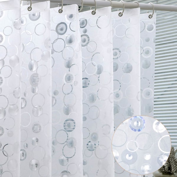 EVA  Bruseforhængsfor, 72x72 tommer 3D Frosted Bubble Heavy Duty Vandtæt Bruseforhængsfor  Tykke Plast Bruseforhæng, 12 Kroge