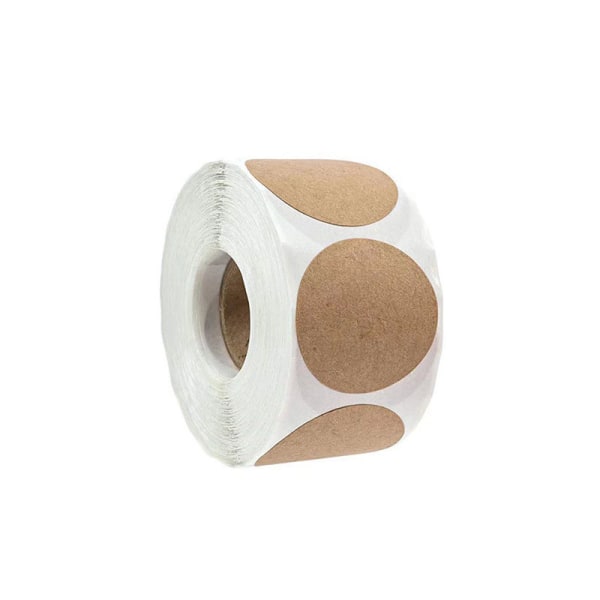 2” Naturlige brune Kraft-klistremerker (500 per rull) - Runde blanke klistremerker for butikkeiere, håndverk, organisering, krukke- og hermetiseringsetiketter, prislapper