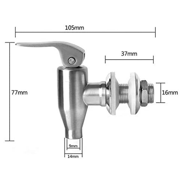 Holdbar drikkevareutdeler erstatningsspjeld, rustfritt stål polert finish, 16mm vanndispenser erstatningskran