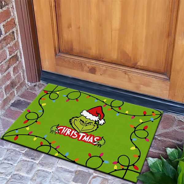 Julgrinch golvmatta, julhelg dekorativ golvmatta (grön 60X90cm)