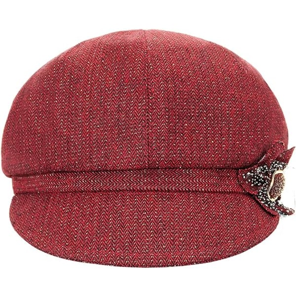 Klassinen retro visiiri Newsboy Cabbie Cap Beret Hats kukkakiinnikkeellä naisille