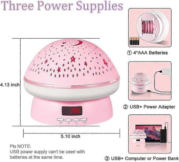 Star Projector Lamp, Starry Sky Night Light Table Lamp, 360° Rotating Remote Control / Multi-color Night Light (Pink)