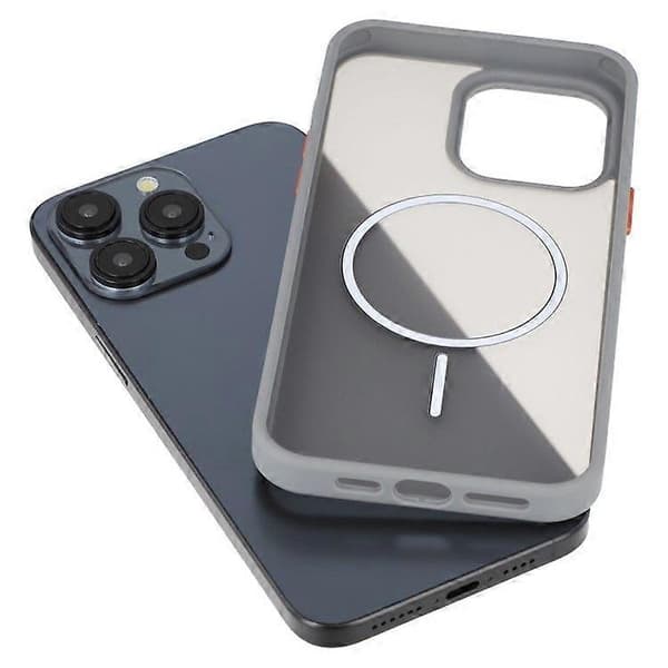 Magnetisk skal til iPhone 14 Pro Max, Skin Touch TPU + PC Bagside (Grå)