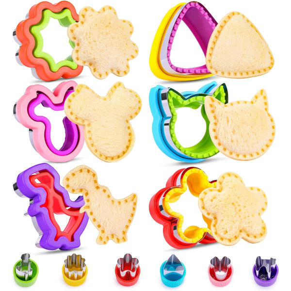 12-pack smörgåskärare och förslutare set Uncrustables Maker Crustable Bröd Decruster DIY Kakstämplar Formar Grönsaksfrukt Skärare Former