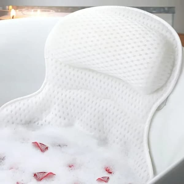 Bath Pillow - Ergonomic Neck & Back Support, 4D Mesh, with 6 Suction Cups
