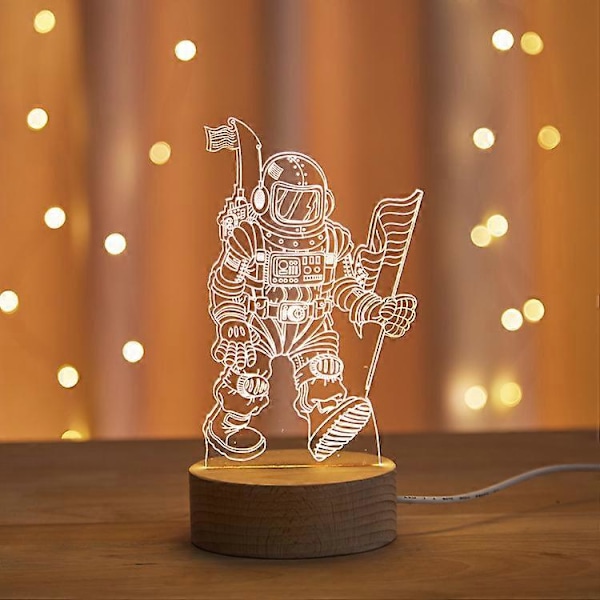 Astronaut Lys Led Astronaut Figur Natlampe Dekor Akryl til Søvn Sengelampe Barn