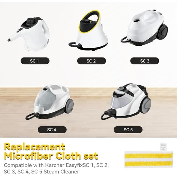 6-pack microfiber cloths, compatible with Karcher Easyfix SC 1, SC 2, SC 3, SC 4, SC 5 steam cleaners
