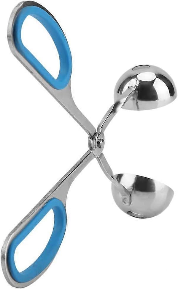 Kødbolleske i rustfrit stål med non-stick belægning og ergonomisk greb til køkkenbrug (blå)