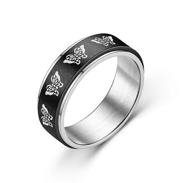 4 stk. angstringe fidget ring til kvinder piger - angst sommerfugl rustfrit stål båndringe kvinder piger spinnerringe