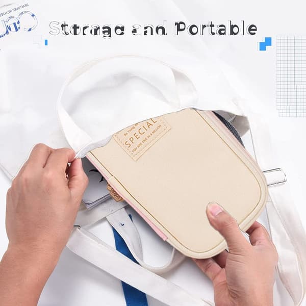 Canvas Bag Multifunctional Marker Pen Case Holder for Office Light Pink