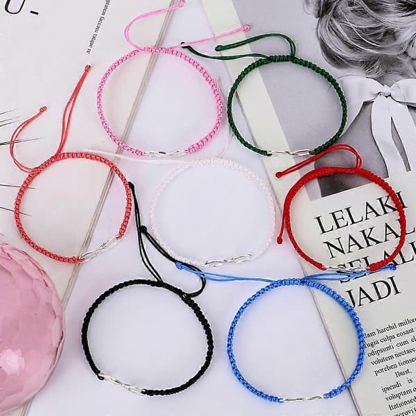 2x Åttaformad Oändlighetskärlek Matchande Armband Justerbart Flätat Rep för Par