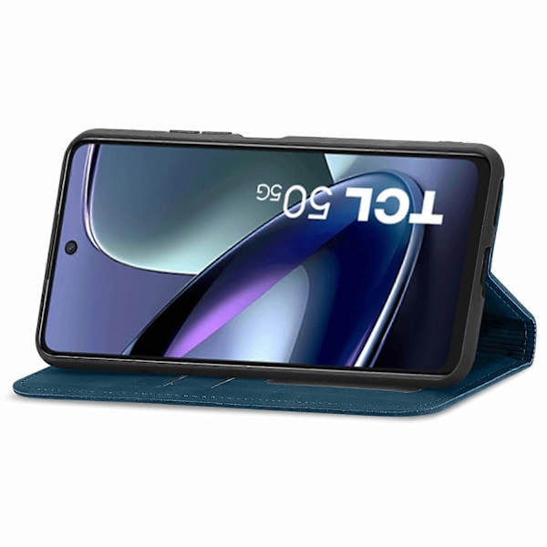 TCL 50 5G -puhelimen suojakotelo, nahkajäljitelmä, korttipidike, magneettikiinnitys - Vihreä Multicolor Dark Blue