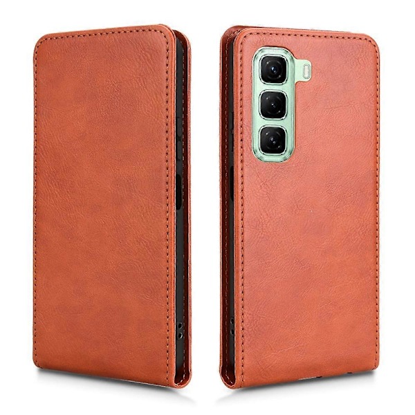 Vertikalt Flip Lærdeksel For Infinix Hot 50 4G Brown