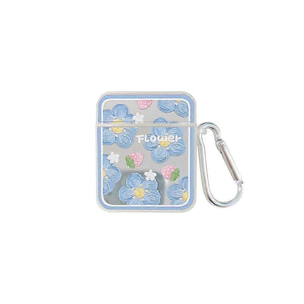 Blått transparent blomhörlursfodral, för Airpods 1&2