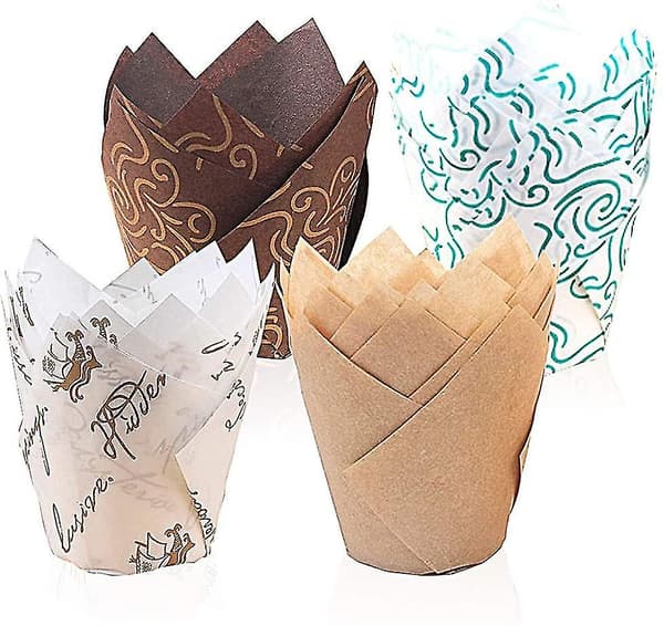 Muffin Cups Baking Molds in Paper, 200 pcs Tulip Molds for Muffin Baking