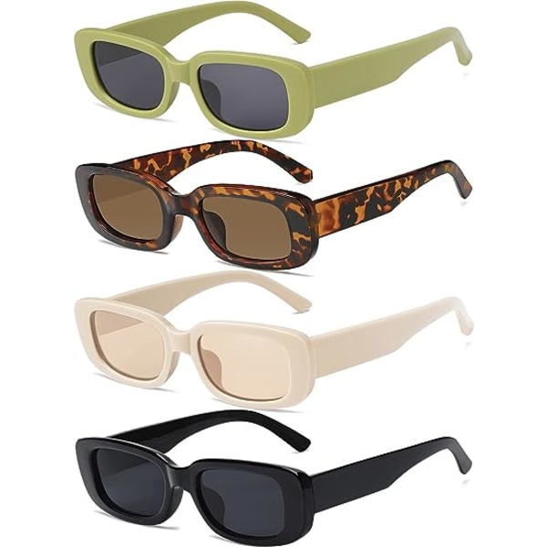 4 delar Retro solglasögon Vintage solglasögon Liten fyrkantig rektangel 90-talsglasögon Trendiga Y2K för kvinnor Estetisk
