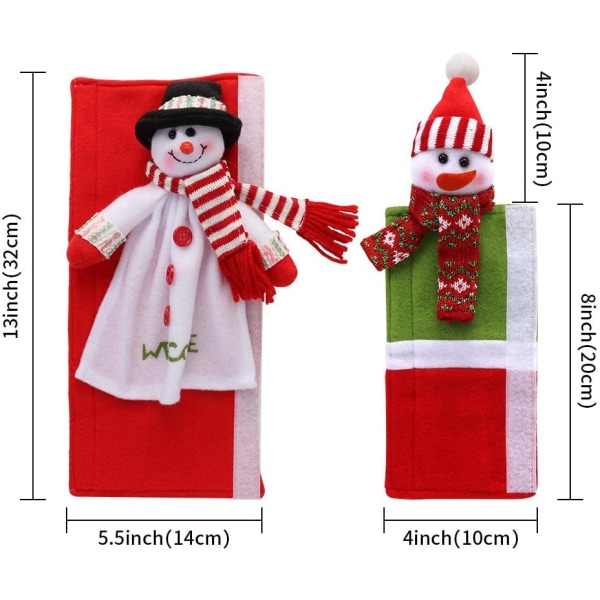 Heyone Christmas Kylskåpshandtagsöverdrag Set med 4, 3D söt snögubbe Cover Köksapparathandtagsöverdrag