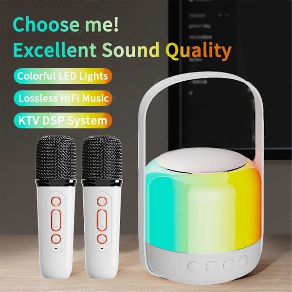 RGB-valo Bluetooth 5.3 -kaiutin langattomilla kaksoismikrofoneilla KTV DSP -järjestelmä 3D HIFI Stereo Surrou