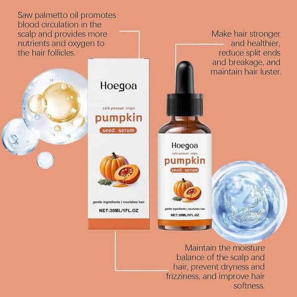 Pumpafröolja för hårväxt Pumpaolja för hårväxt Förhindrar håravfall Hårväxt Ögonfransar Närande 30ml 1PC