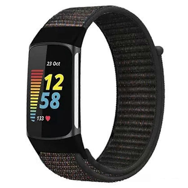 KALEBOL KLB-NLHH-001 Nylon Armband för Fitbit Charge 5/6 med Loop-fäste Style A
