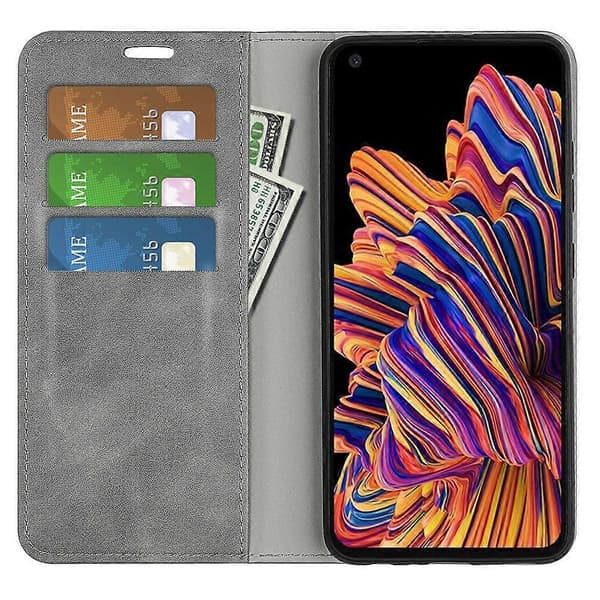 PU Leather Case with TPU Inner Case, Stand Function and Magnetic Automatic Absorption for Samsung Galaxy Xcover Pro (Grey, Grey)