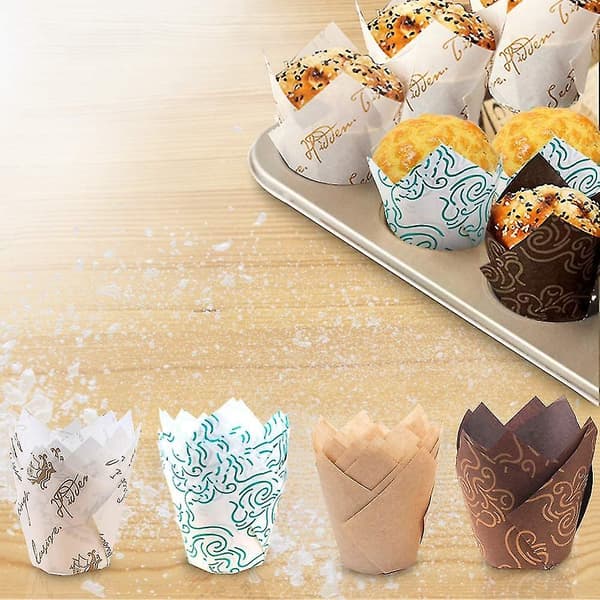 Muffin Cups Baking Molds in Paper, 200 pcs Tulip Molds for Muffin Baking
