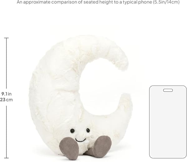 Jellycat Amuseables Måne Kosedyr, Medium 26,7 cm - Måne Plysj - Morsom Gaveidé