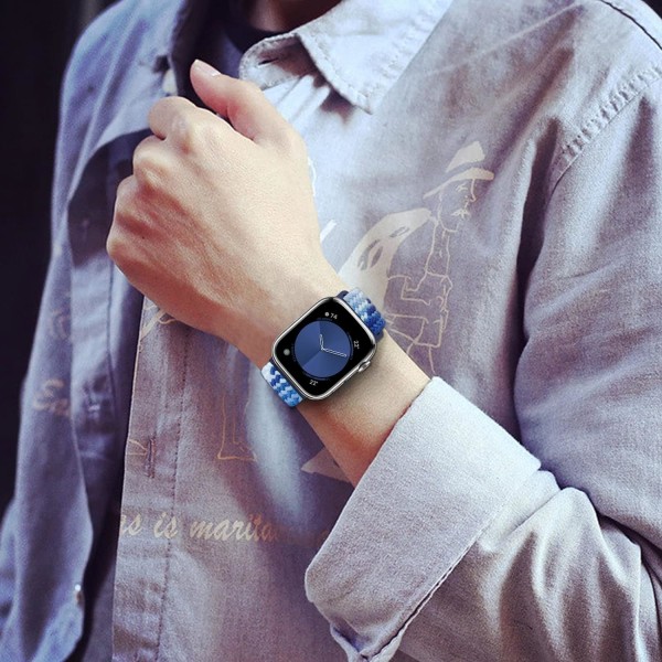 Watch Kompatibel med Apple Watch remmar 38MM 40MM 41MM, Solo Loop Elastisk flätad 8/SE/7/6/5/4/3/2/1 -2 förpackningar