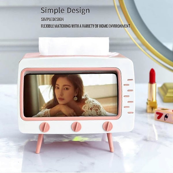 Servietboks Cover Retro TV Telefonholder Stand Til Alle Telefoner Unik Multifunktionel Servietboks Holder Til Køkken Soveværelse Kontor Stue Badeværelse Servietter