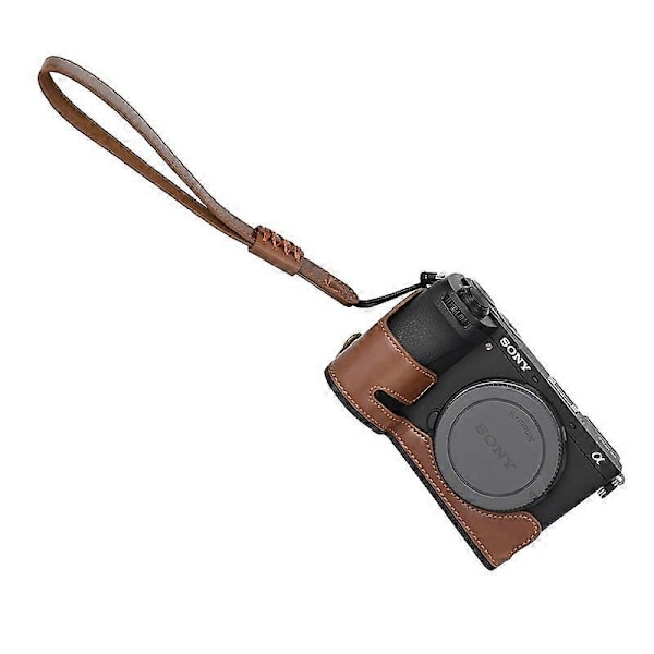 Typ D För Sony A6700 PU Läder Bottenfodral Halv Kroppskamera Skyddande Omslag Style B