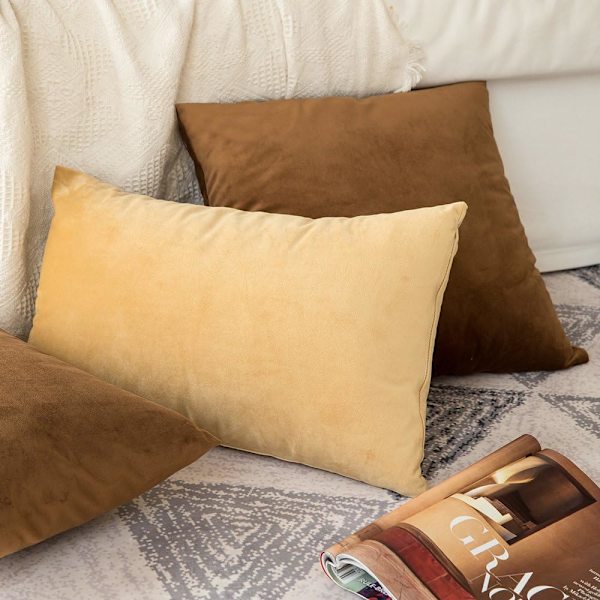 Sæt med 2 dekorative fløjls pudebetræk Sofa pudebetræk Super glat blød dekoration til 2 stykker sofa 30X50CM Ravgul