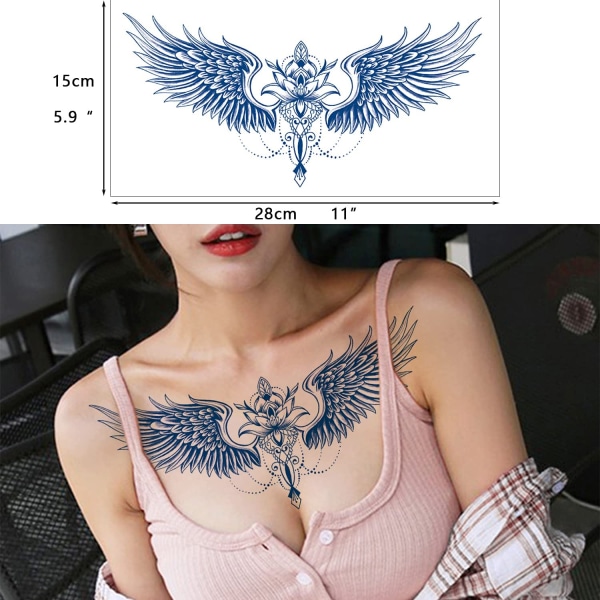 Semipermanenta tatueringar för kvinnor, flickor, 4-pack stora realistiska och långvariga tillfälliga tatueringar ser ut