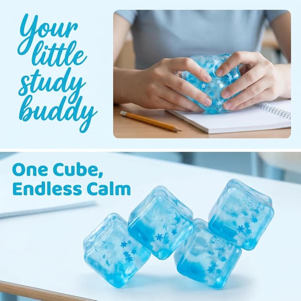 Fin terning blå squishy, terning klemmelegetøj, isterning fidgetlegetøj, sensorisk fidgetlegetøj, Taba squishy stress-terning til angstlindring for voksne (blå) BLÅ