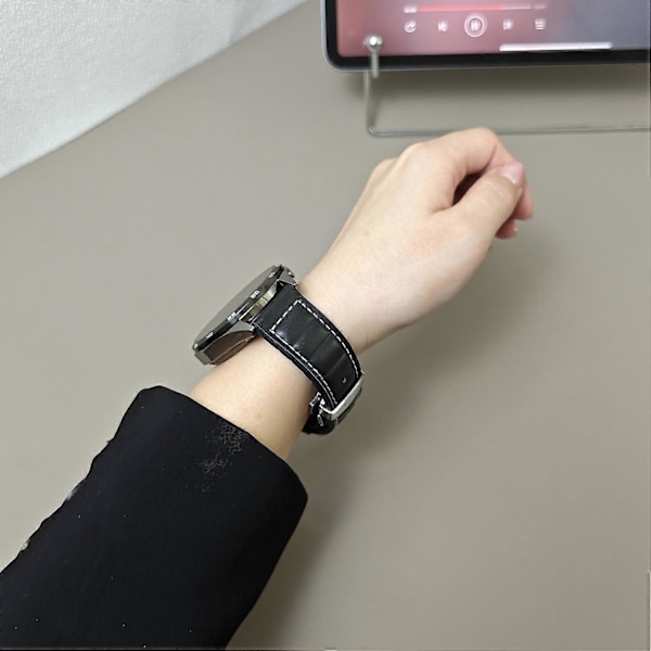 Armband i äkta ko-läder för Samsung Galaxy Watch7 44mm 40mm/Watch FE 40mm Universal 20mm Style B