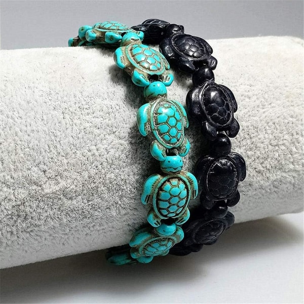 Heyone Turtle Beads Chain Armband för Kvinnor Män Flickor Pojkar Handgjorda Natursten Elastiskt Stretch Armband Vänskap Par Armband