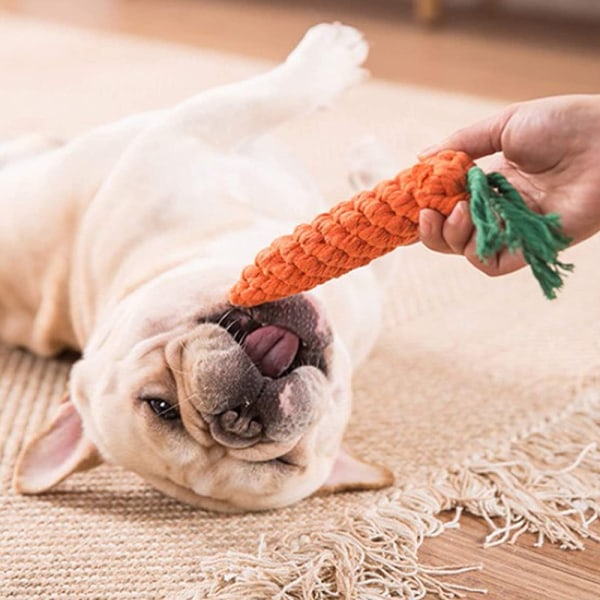 Valp Tristess Rep Leksak Bomull Naturlig Tandrengöring Tuggrep Hund Ball Knot Träningsleksak Tandträningsleksak för husdjur