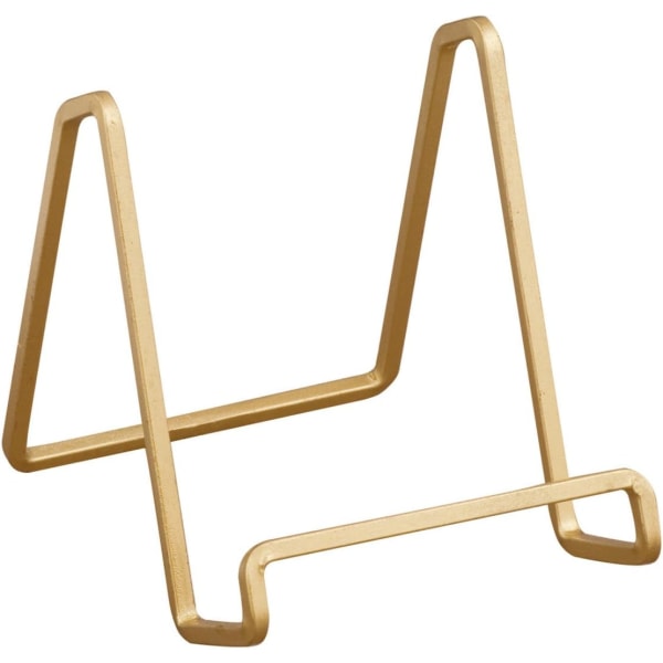 4 Inch Metal Gold Plated Square Wire Plate Stand Holder Easel Display for Cookbooks, Photos, Picture Frames, & Plates