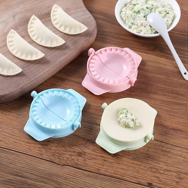 5 st hushålls-dumplingmaskin med stor kapacitet, OneClip-formning, diskmaskinssäker, blå