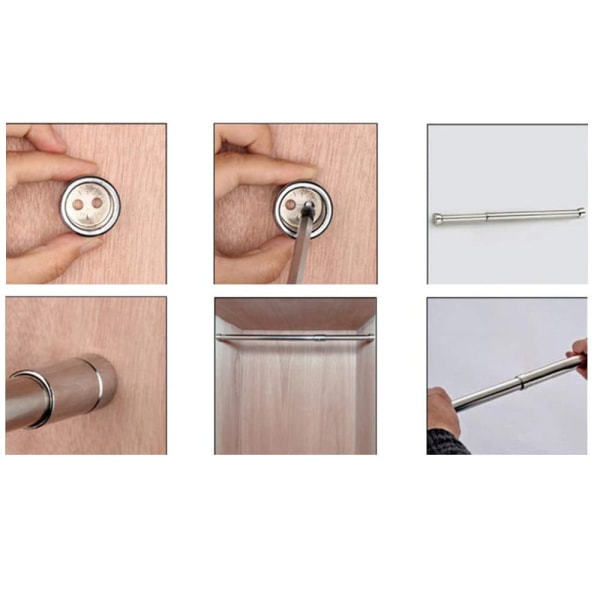 Udtrækkelig tøjstang til skab, tøjstang i rustfrit stål, spændestang, garderobestang til garderobe, bruser, balkon (56-100 cm)