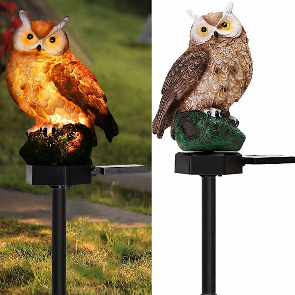 Puutarhan aurinkovalo ulkona koristeellinen hartsi pöllö aurinkovalo LED-valolla panoksella - Hartsi pöllö aurinkovalo LED-puutarhavalo - Vedenpitävä