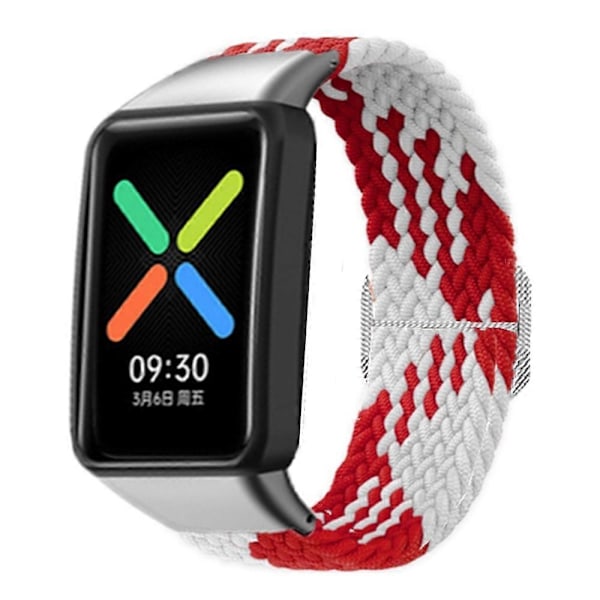 Ersättningsarmband för Oppo Watch Free, Flätat Elastiskt Tygband med Silverkoppling Style C