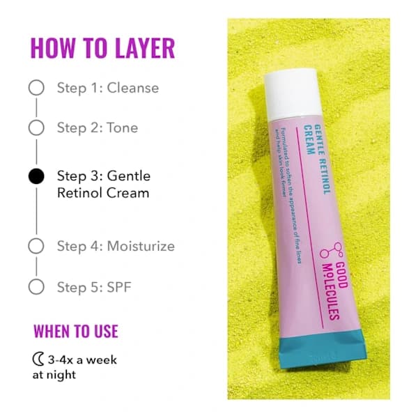 Mild Retinol Ansiktskrem - Retinol Nattkrem, reduserer effektivt fine linjer og rynker, inneholder.