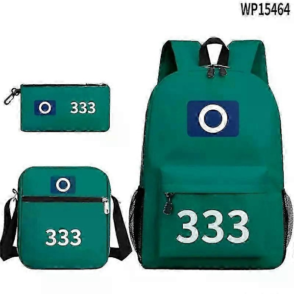3-pack Squid Game Säsong 2 Överlevnadsspel Ryggsäck Student Skolväska Axelväska Bokväska-Bra 333 3PC
