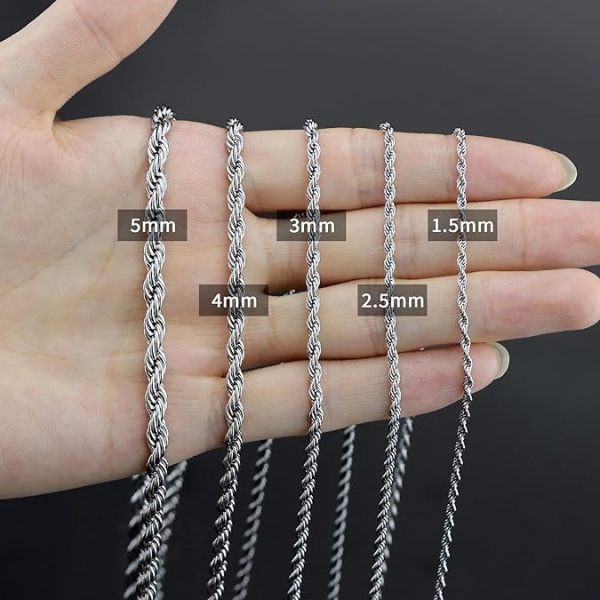 18k äkta guldpläterad repkedja 3mm rostfritt stål vridkedja halsband för män kvinnor 22 tum