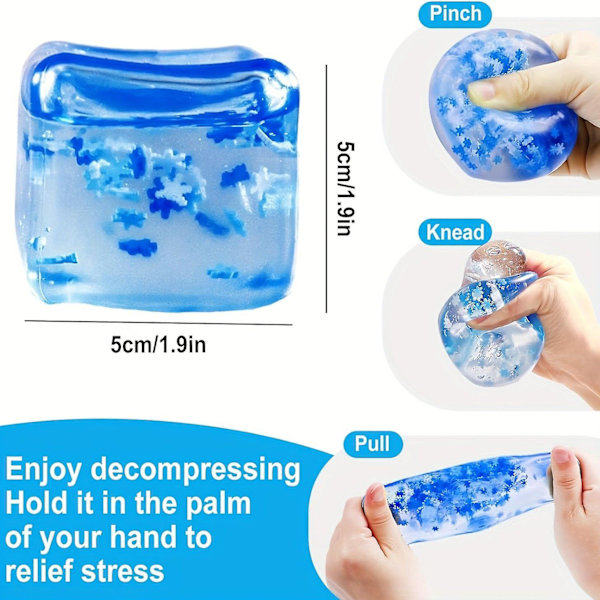 2026 nye 3 STK Squishy Ice Cube Stressbolde Sensorisk Squishy Ice Legetøj Squishy Bolde til Voksne Angstlindring -
