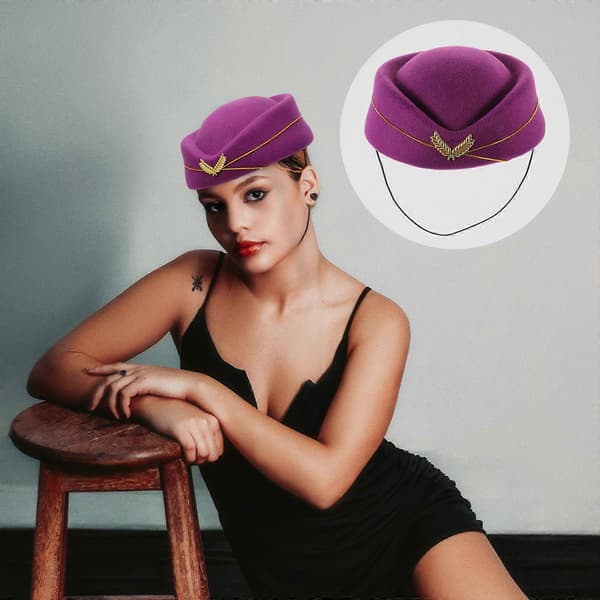 Stewardesse Baret Hat Med Elegant Stil Cosplay 2 Stk Tilbehør Til Kvinder Ideel Til Kostumefester Og Sceneoptrædener