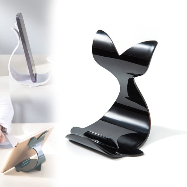 Creative Cartoon Stand, Cartoon Whale Shape Mobiltelefonhållare för skrivbord, Mini Mobiltelefonhållare för telefoner och surfplattor (1st svart)